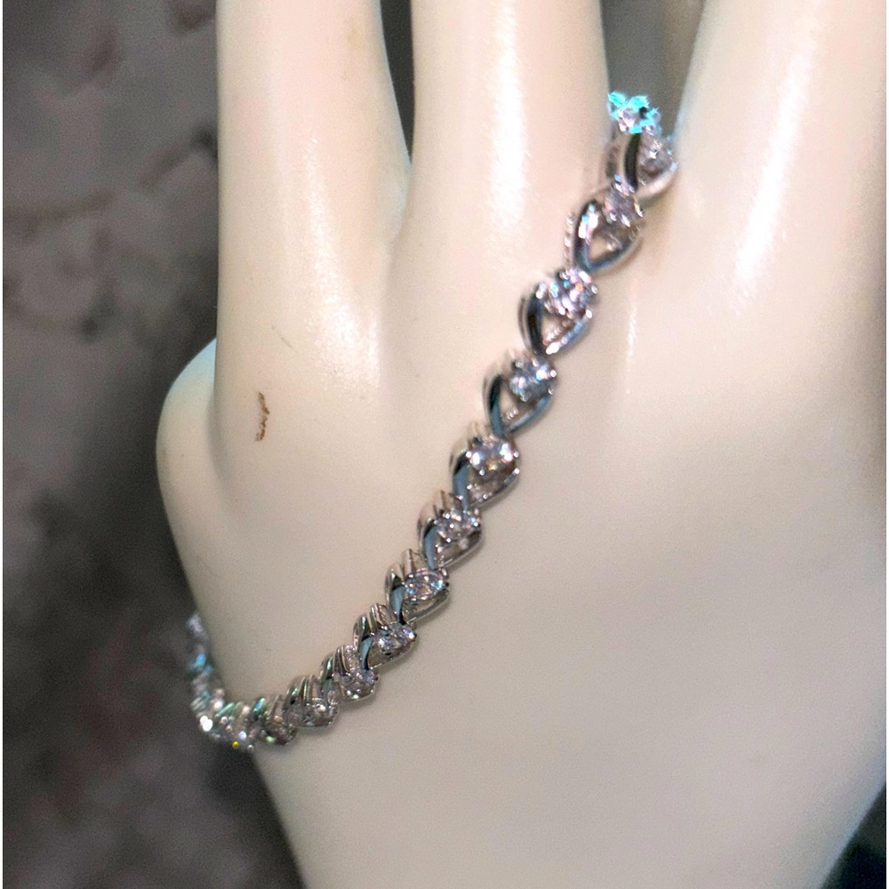 simulated diamond tennis link bracelet